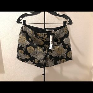 alice + olivia Gold and Black Lined Shorts